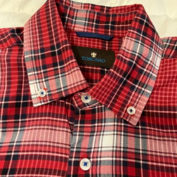 Toscano Red Plaid Shirt Designed by Patrick Assaraf - Picture 2 of 7